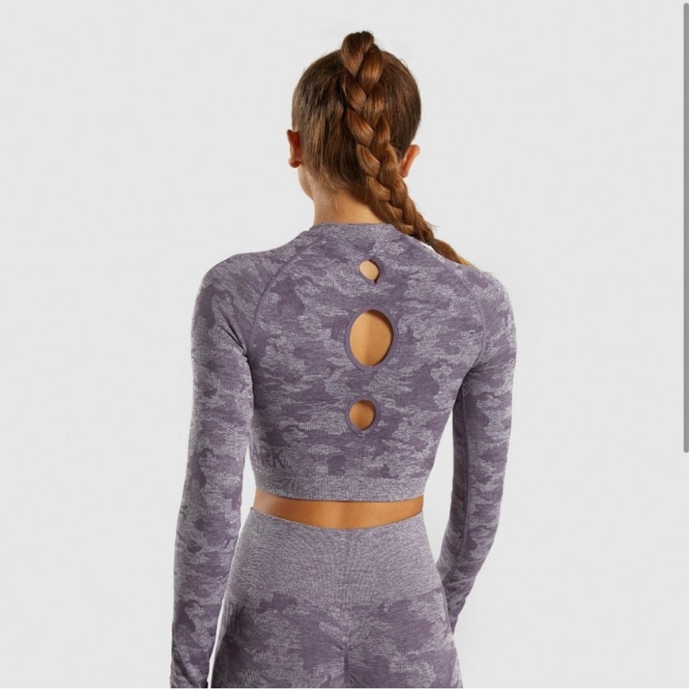 Gymshark Cropped Seamless Purple Camo Longsleeve